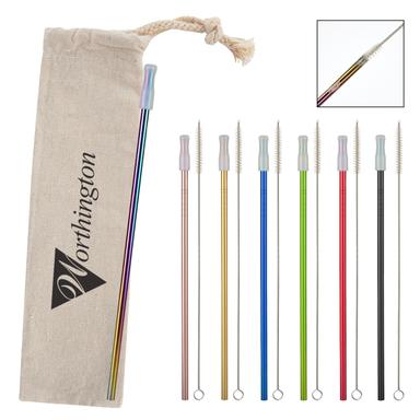 PARK AVENUE STAINLESS STRAW KIT WITH COTTON POUCH