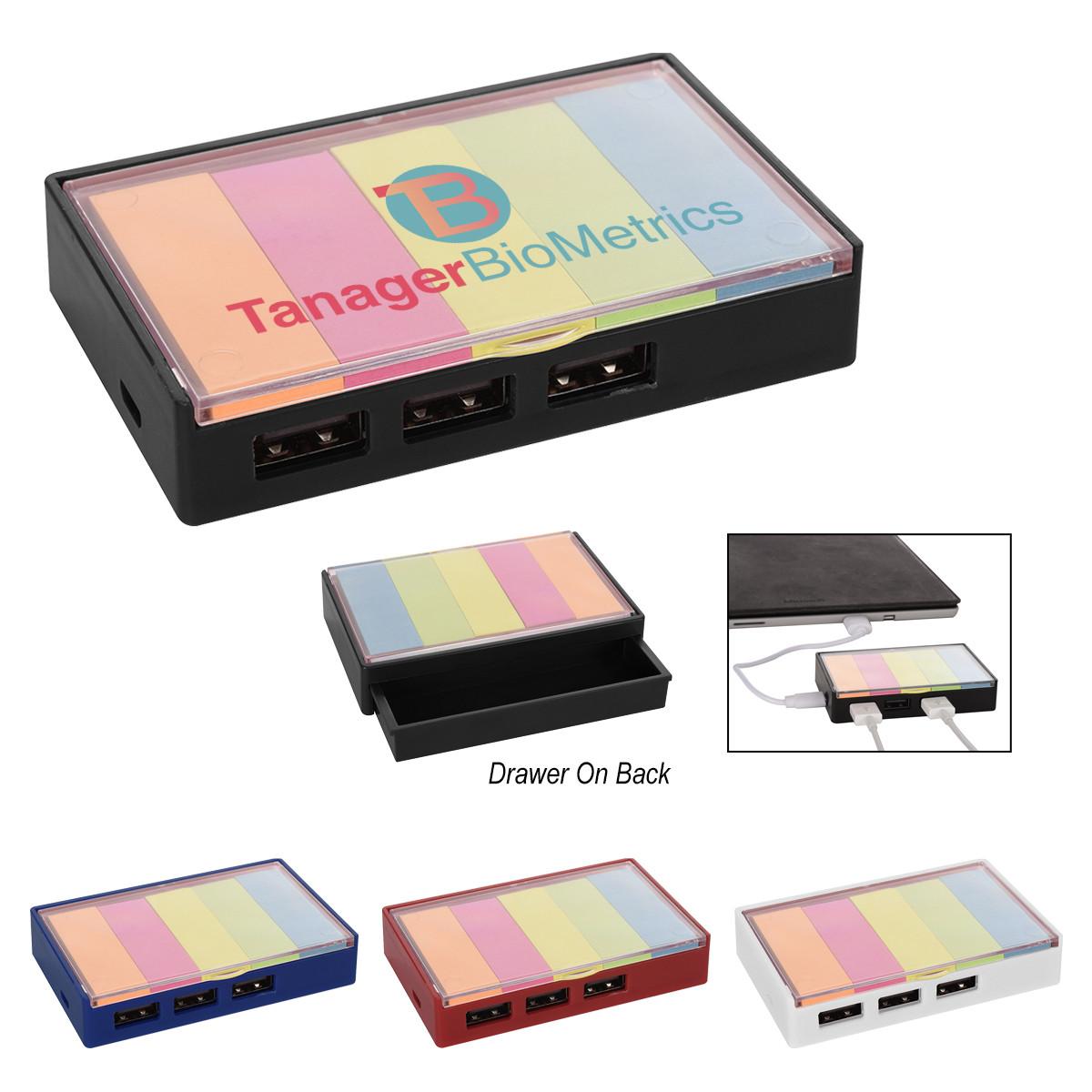 3-PORT USB HUB WITH STICKY FLAGS