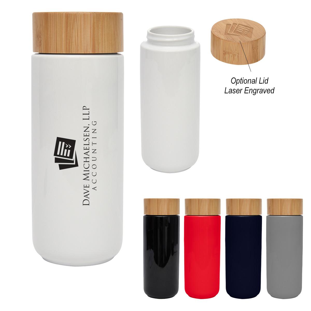 10 OZ. LEXINGTON STONEWARE MUG WITH BAMBOO LID