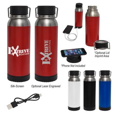 22 OZ. CARTER STAINLESS STEEL BOTTLE WITH WIRELESS CHARGER AND POWER BANK