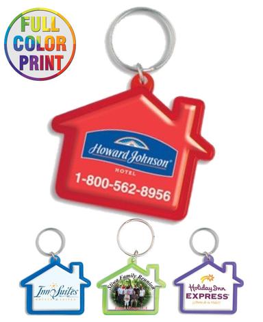 House Shaped Plastic Keychain -Full Color Dome
