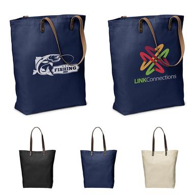 URBAN COTTON TOTE WITH LEATHER HANDLES