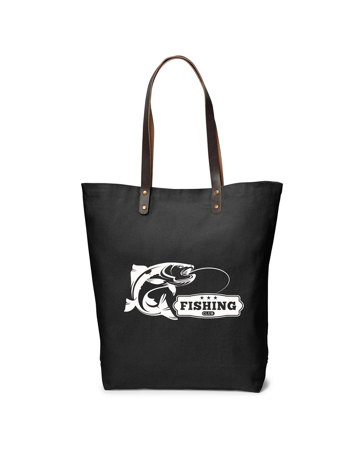 URBAN COTTON TOTE WITH LEATHER HANDLES
