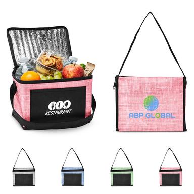 DENIM PATTERN NON-WOVEN 6 PACK LUNCH BAG