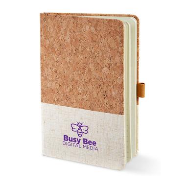 5 X 7 HARD COVER CORK & HEATHERED FABRIC JOURNAL