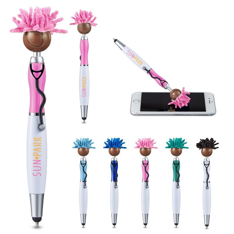 MOPTOPPERS® SCREEN CLEANER WITH STETHOSCOPE STYLUS PEN - MULTI-CULTURAL VERSION (BROWN SKIN COLOR)