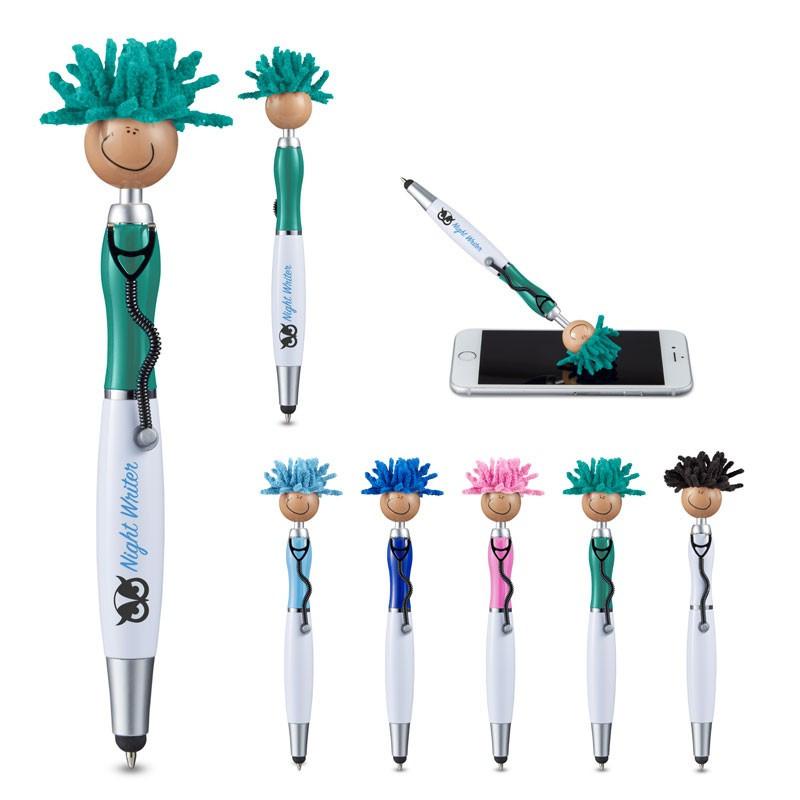 MOPTOPPERS® SCREEN CLEANER WITH STETHOSCOPE STYLUS PEN - MULTI-CULTURAL VERSION (TAN SKIN)