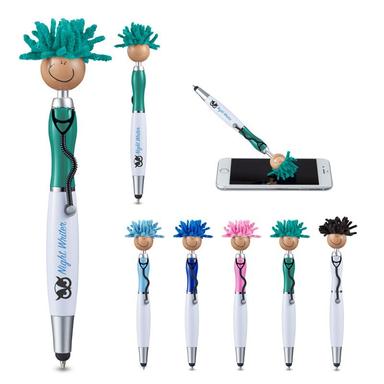 MOPTOPPERS® SCREEN CLEANER WITH STETHOSCOPE STYLUS PEN - MULTI-CULTURAL VERSION (TAN SKIN)