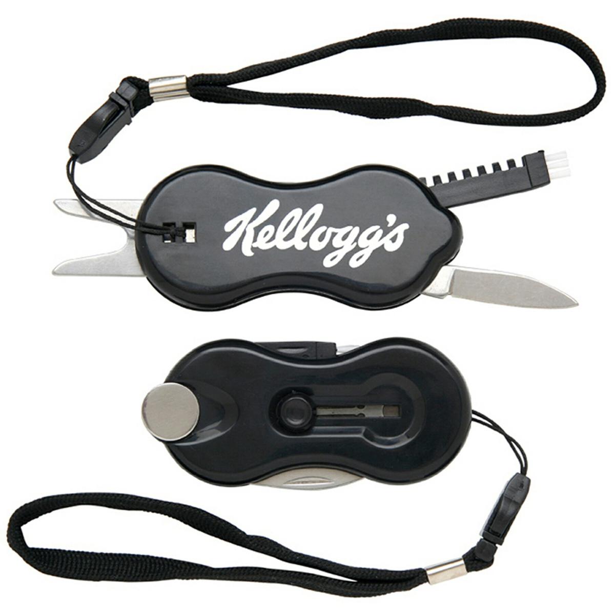 Four In One Golf Tool W/Ball Marker & Brush