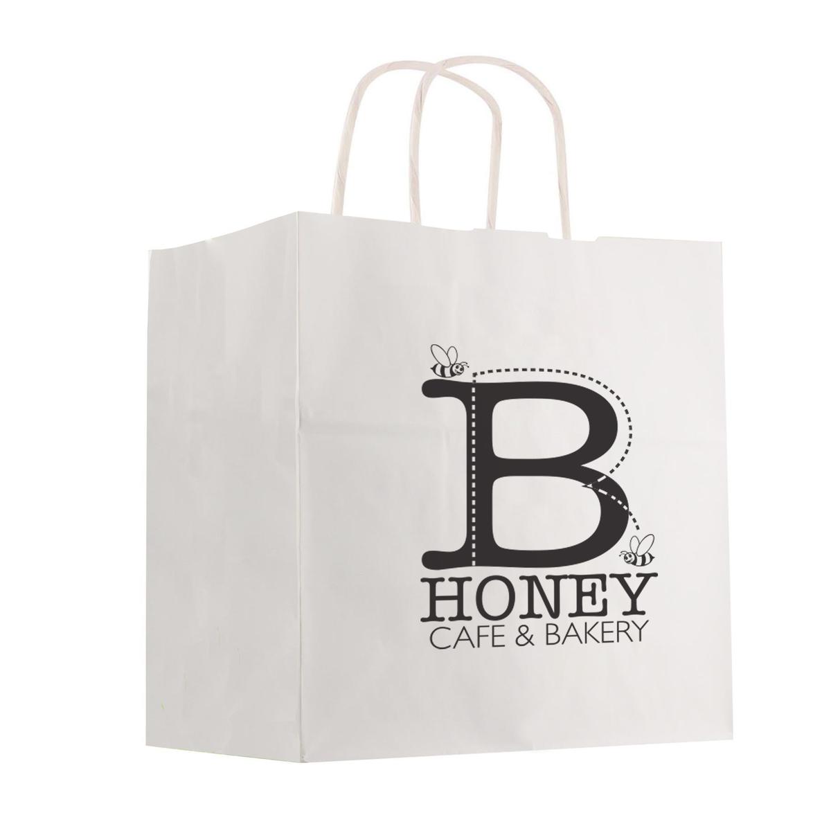 KRAFT PAPER WHITE SHOPPING BAG - 10" X 10"