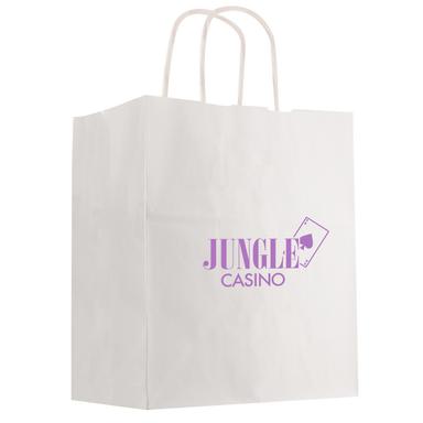 KRAFT PAPER WHITE SHOPPING BAG - 13" X 17"