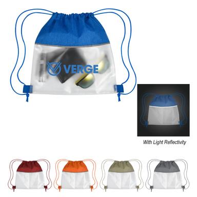 REFLECTIVE HEATHERED FROST DRAWSTRING BAG