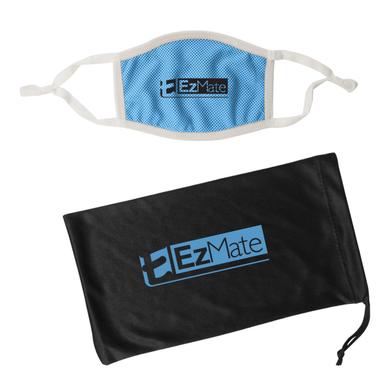 ADJUSTABLE 3-PLY COOLING MASK & MASK POUCH WITH ANTIMICROBIAL ADDITIVE