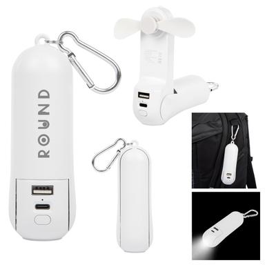 RECHARGEABLE POWER BANK WITH FAN & FLASHLIGHT