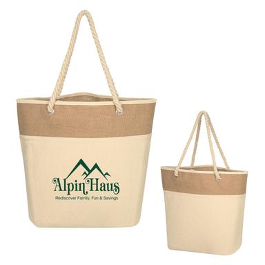 BURLAP ROPE TOTE BAG