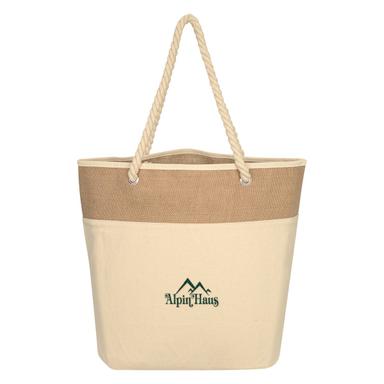 BURLAP ROPE TOTE BAG