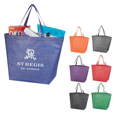 CROSSHATCH NON-WOVEN SHOPPER TOTE BAG
