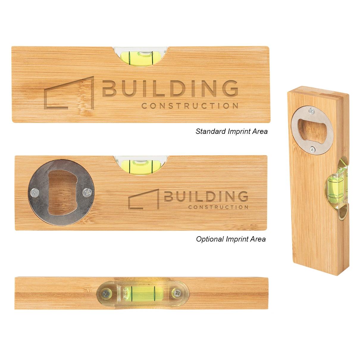 BAMBOO LEVEL WITH BOTTLE OPENER