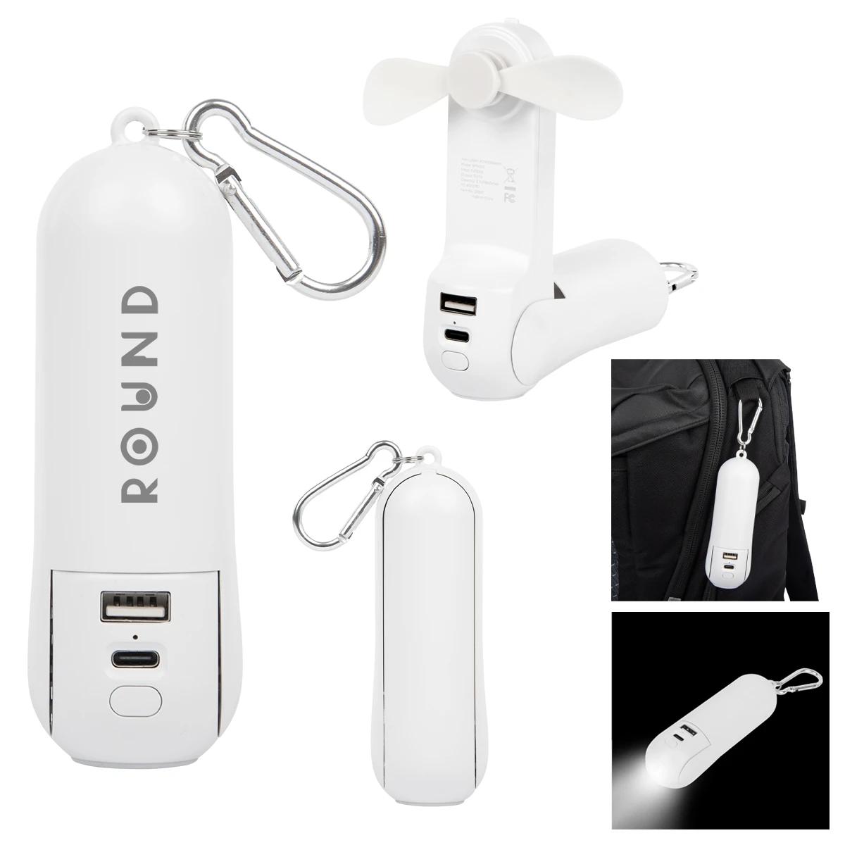 RECHARGEABLE POWER BANK WITH FAN & FLASHLIGHT