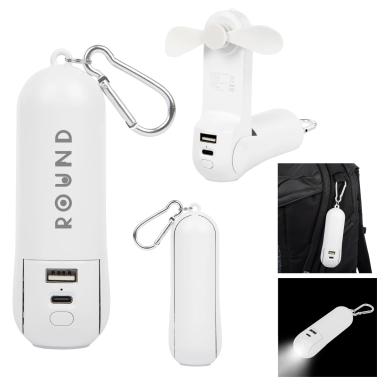 RECHARGEABLE POWER BANK WITH FAN & FLASHLIGHT
