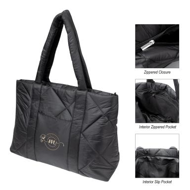 LUXE QUILTED PUFFER TOTE BAG