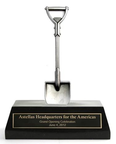 7" Pewter Cast Shovel affixed to a Black Resin Cast Base