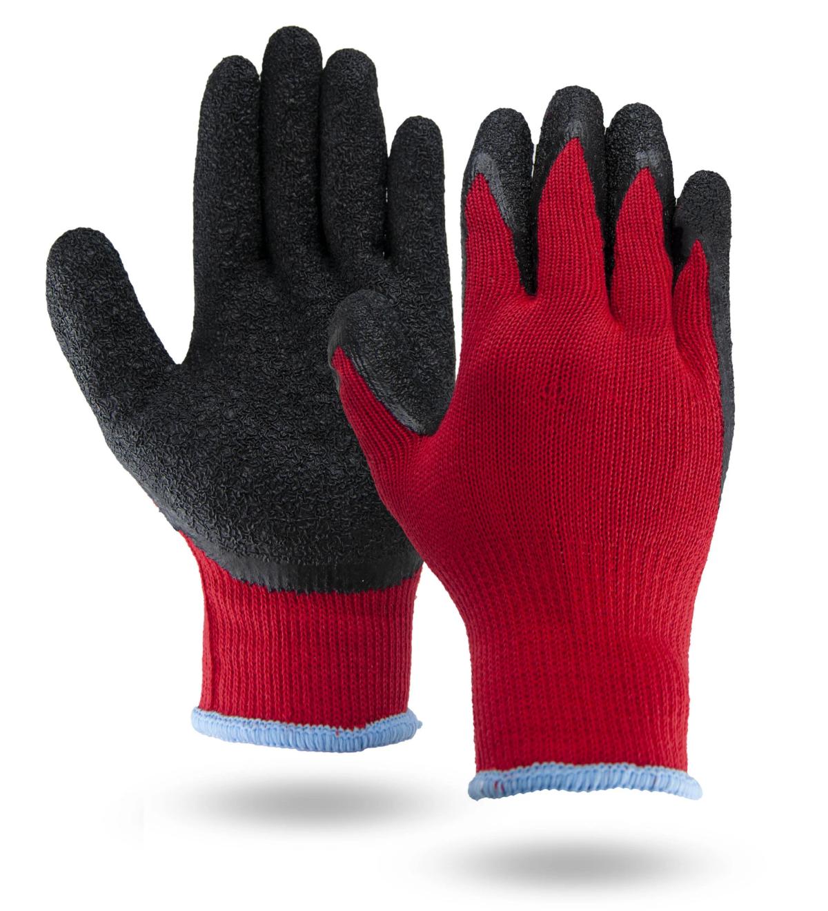 Red & Black Palm Dipped Gloves