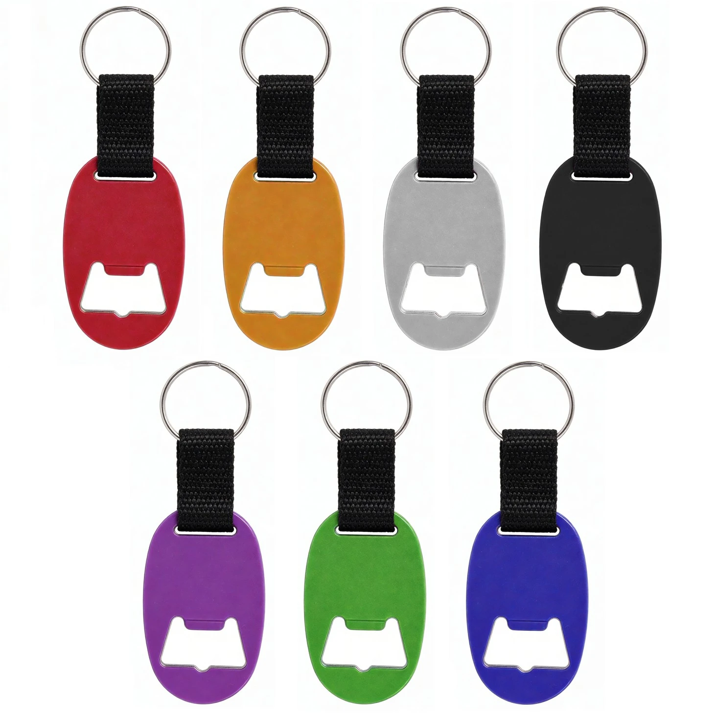 Oval Bottle Opener Keychain w/ Strap