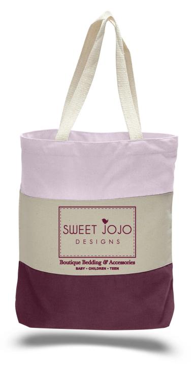 12 Oz. Canvas Tri Color Tote Bag w/ Gusset - 1 Color (15"x15"x3")