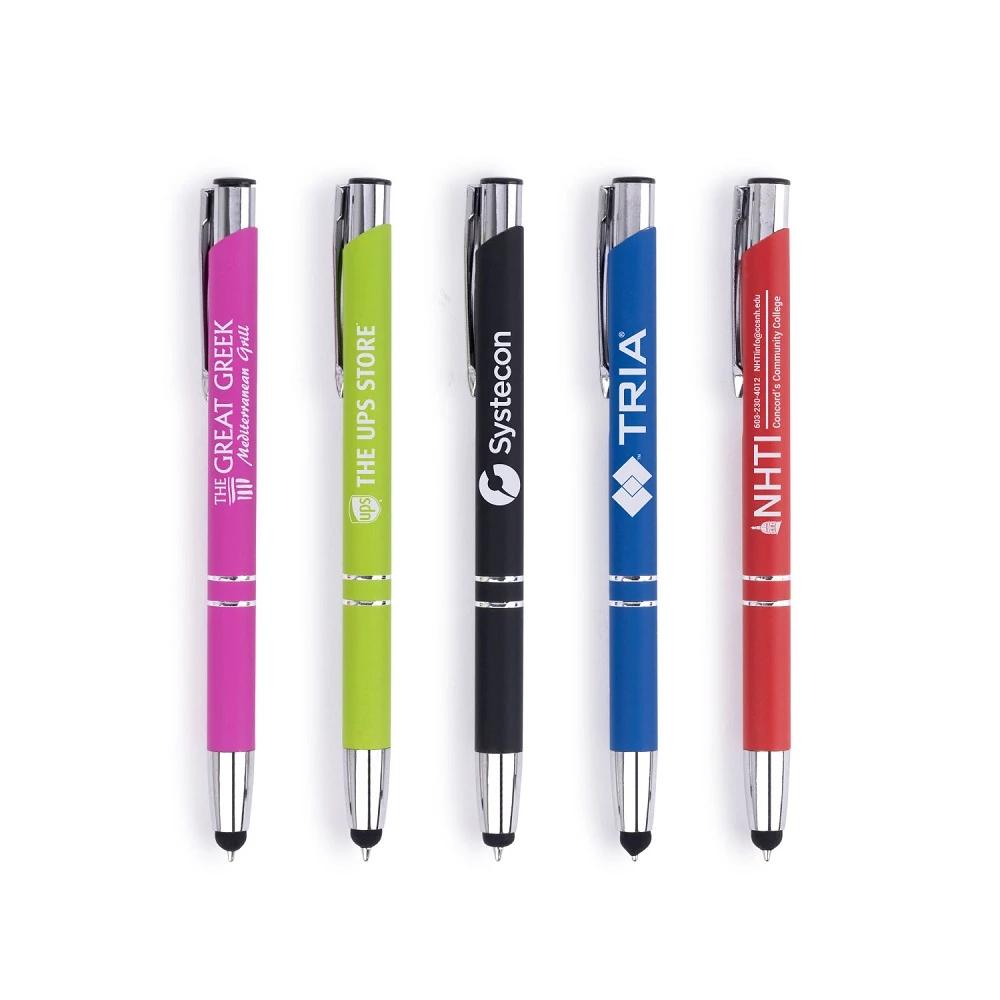 The Monica Soft Touch Retractable Metal Pen with Stylus