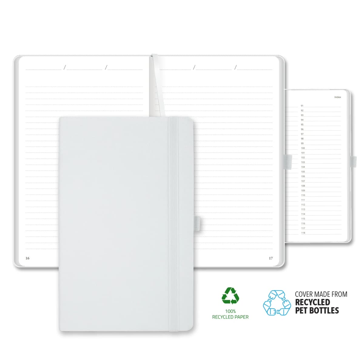 Castelli Oceano ECO rPET Medio Lined Recycled White Page Journal