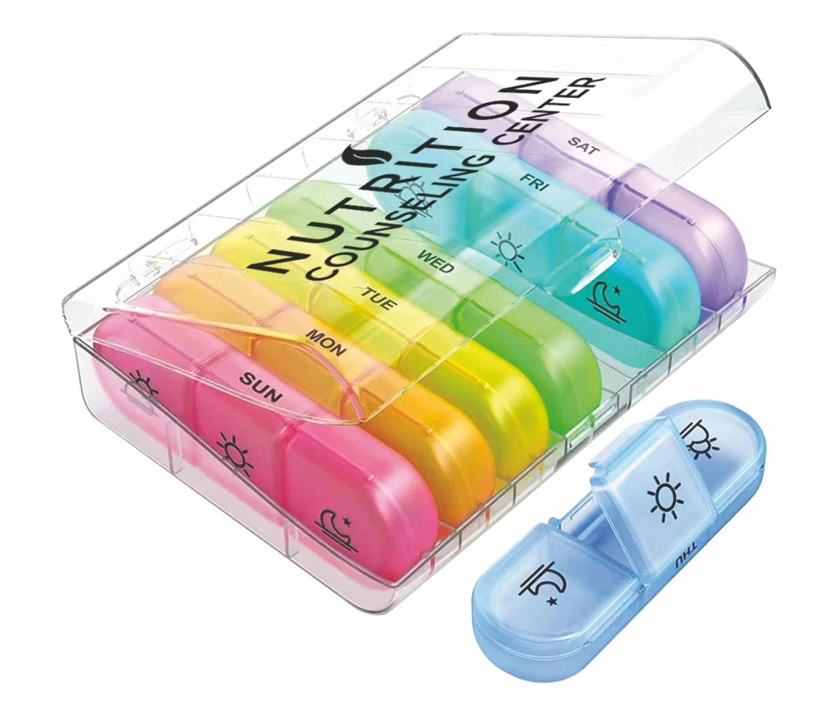Clear/Rainbow Travel Pill Container