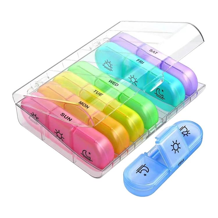 Clear/Rainbow Travel Pill Container