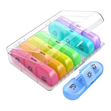 Clear/Rainbow Travel Pill Container