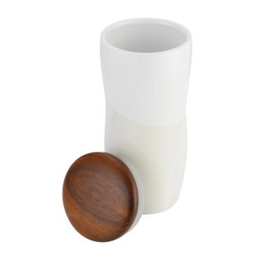 12 Oz. Double Wall Ceramic Tumbler w/Wood Lid