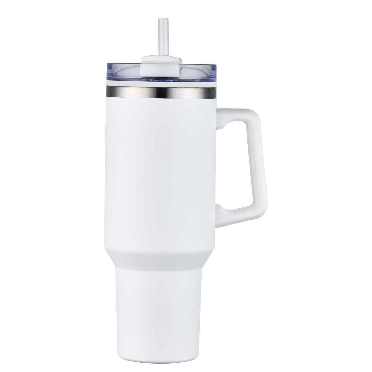 40 oz PP Lined Double Wall Tumbler With Handle & Straw