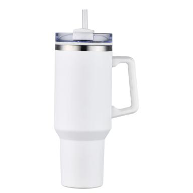 40 oz PP Lined Double Wall Tumbler With Handle & Straw