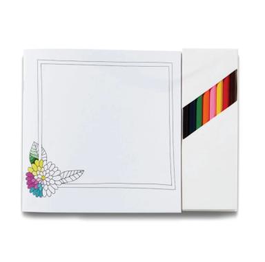 Deluxe Flowers Adult Coloring Book & 8-Color Pencil Set