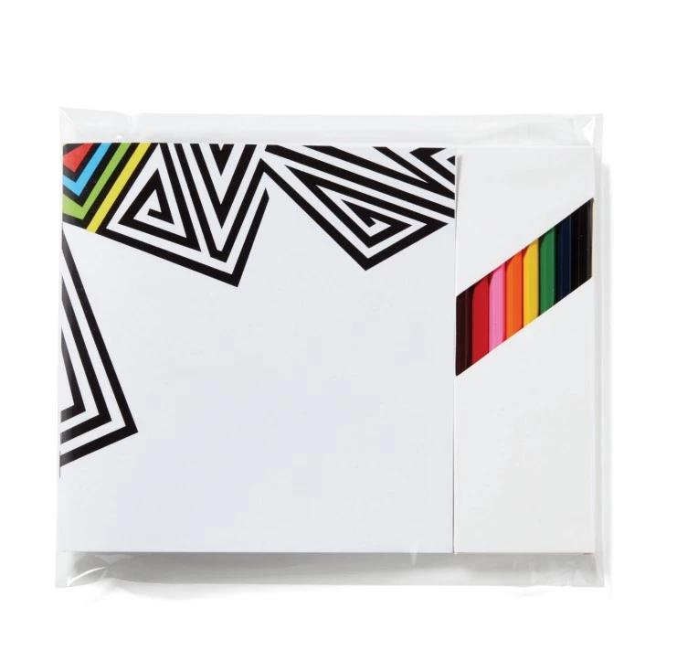 Shapes Adult Coloring Book & 8-Color Pencil Set