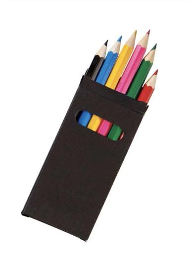 6 Color Wooden Pencil Set in Black Box