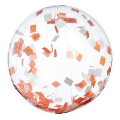 16" Orange & White Confetti Filled Round Clear Beach Ball