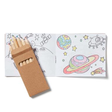 Space Kids Coloring Book & 6-Color Pencil Set To-Go