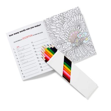 Deluxe Adult Activity Journal Book & Colored Pencils