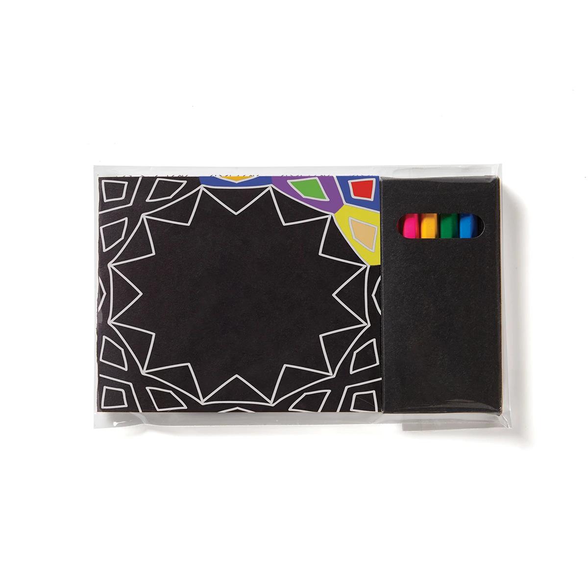 Jornikolor Black Cover Adult Coloring Book & 6-Color Pencil Set To-Go