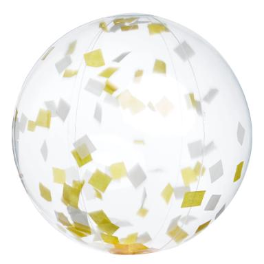 16" Yellow & White Confetti Filled Round Clear Beach Ball