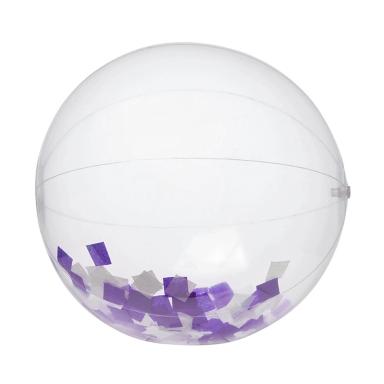 16" Purple & White Confetti Filled Round Clear Beach Ball