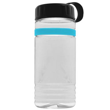 20 Oz. Transparent Groove Stripe Bottle w/Tethered Lid - Digital Imprint