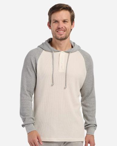 Waffle Knit Pullover Hooded Long Sleeve T-Shirt