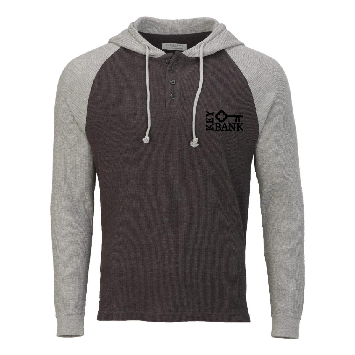 Waffle Knit Pullover Hooded Long Sleeve T-Shirt