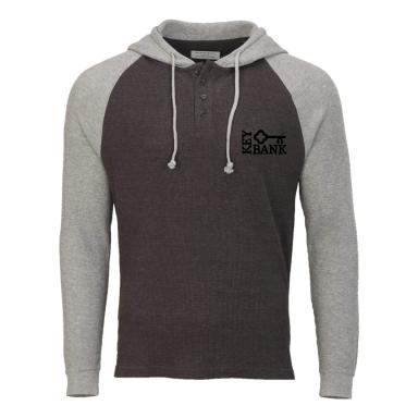 Waffle Knit Pullover Hooded Long Sleeve T-Shirt
